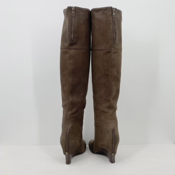 ASH Pearl Leather Over the Knee Wedge Boot Sz 38.5 fits us size 7-8. Runs small - Picture 5 of 12